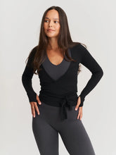 Load image into Gallery viewer, Black Ballet Wrap Top

