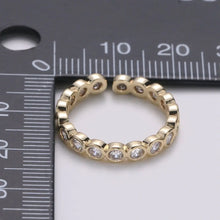 Load image into Gallery viewer, Round Bezel Cubic Zirconia Open Ring
