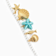 Load image into Gallery viewer, Blue Starfish Sea Life Charm Pearl Bracelet

