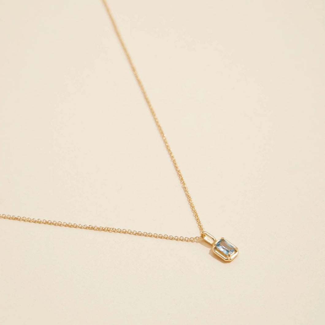 March Birth Stone Necklace Aquamarine