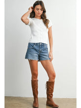 Load image into Gallery viewer, Ribbed Short Sleeve Buttoned Top
