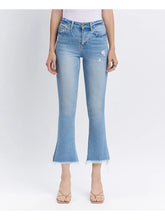 Load image into Gallery viewer, High Rise Frayed Hem Kick Flare Jeans
