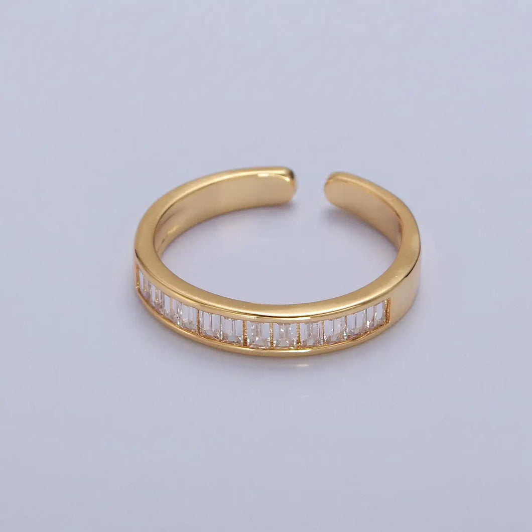Gold Minimalist Baguette Pave Ring