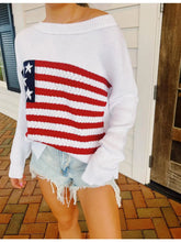 Load image into Gallery viewer, White American Flag Sweater
