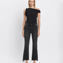 Load image into Gallery viewer, High Rise Raw Step Hem Crop Flare Jeans
