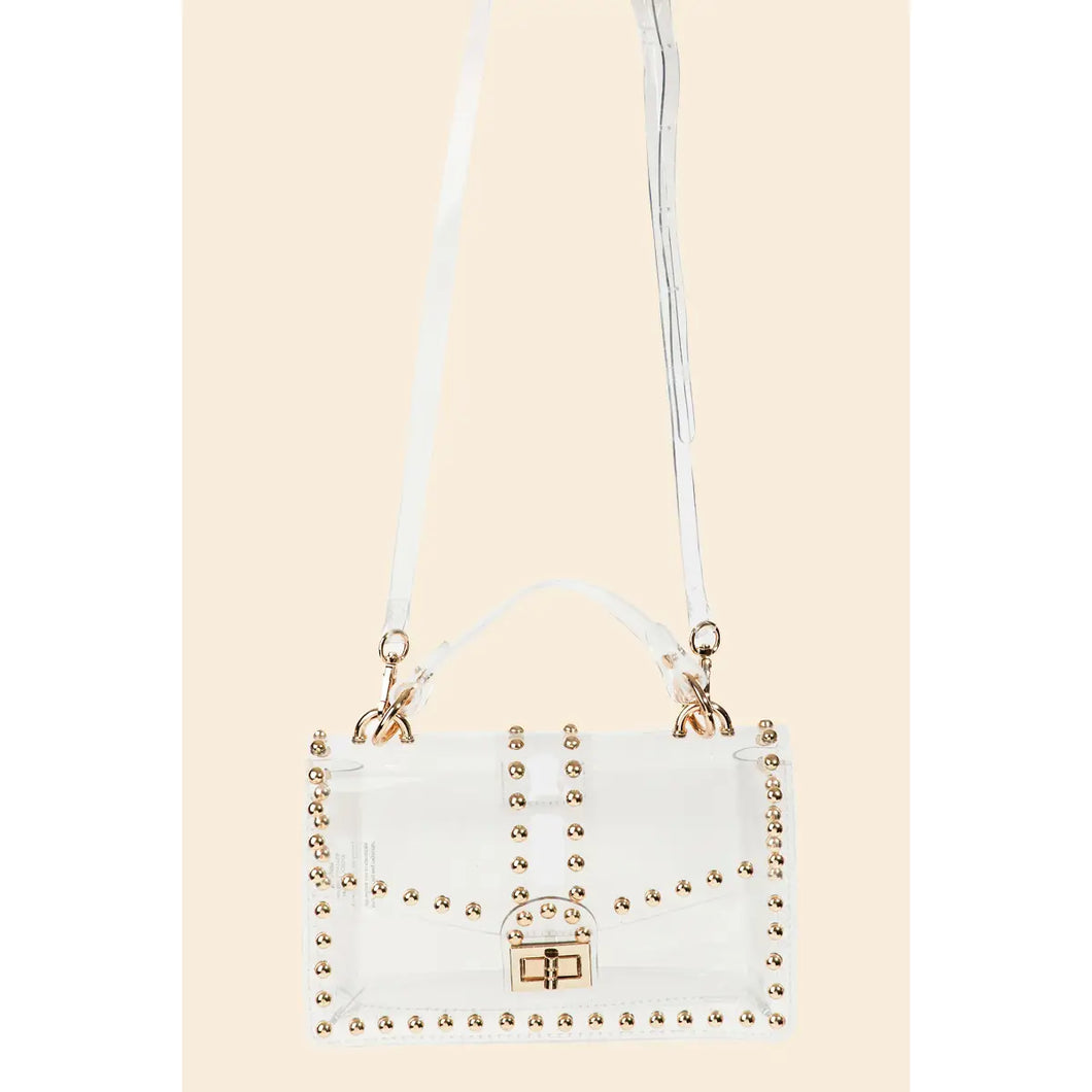 Rhinestone Studded Clear Clutch Bag