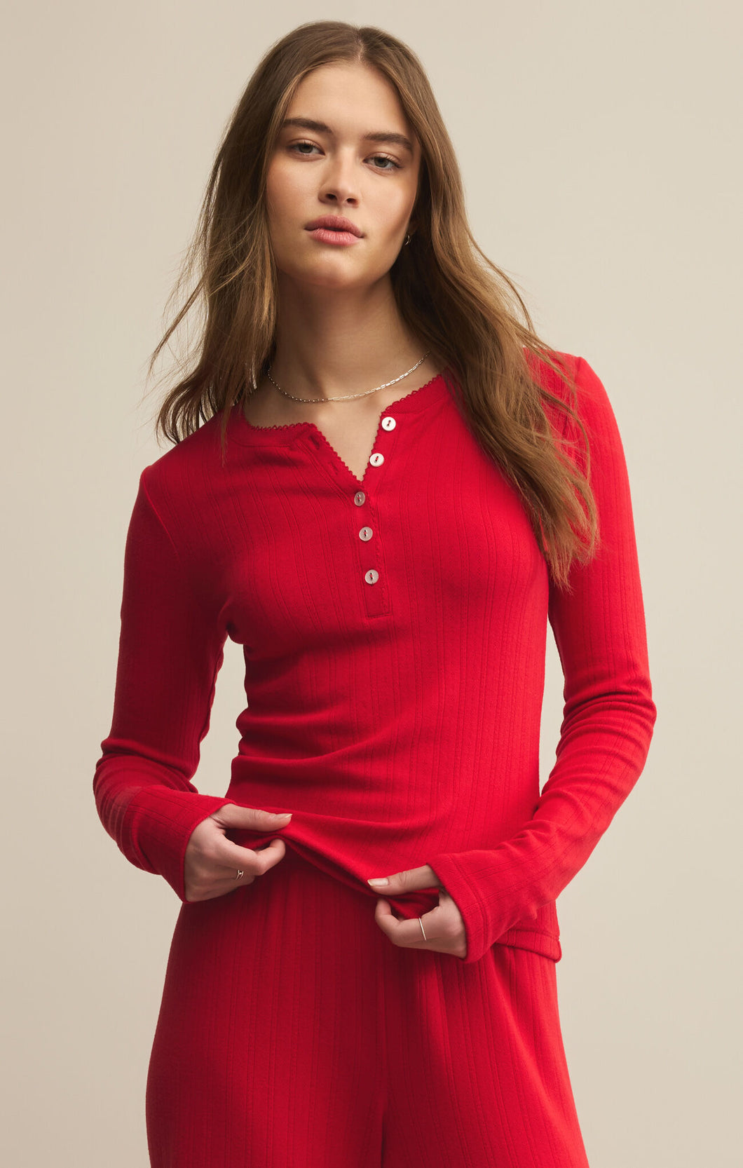 Holly Pointelle Long Sleeve Top