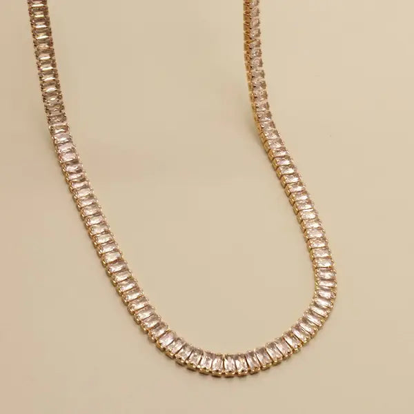 Baguette Stone Tennis Necklace