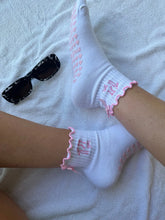 Load image into Gallery viewer, Pink Bow Coquette Grip Sock
