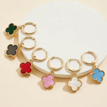Load image into Gallery viewer, White Clover Hoop Earrings
