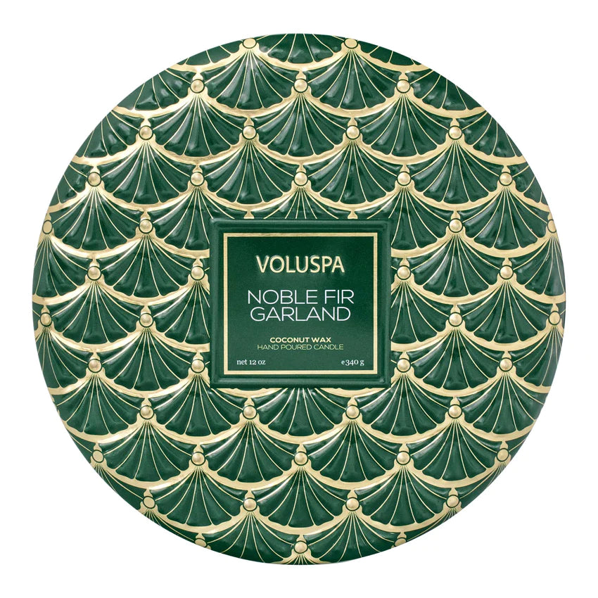 Noble Fir Garland 3-Wick Tin Candle