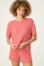 Load image into Gallery viewer, Textured Essentials Sunset Rose Short Sleeve Top
