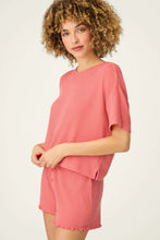 Load image into Gallery viewer, Textured Essentials Sunset Rose Short Sleeve Top
