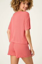 Load image into Gallery viewer, Textured Essentials Sunset Rose Short Sleeve Top

