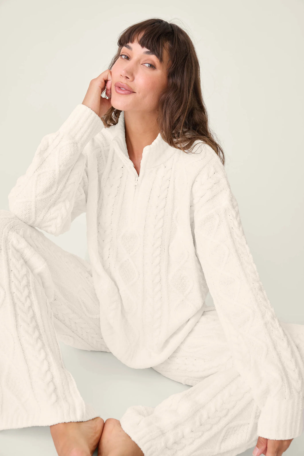 Long Sleeve Cable Crew Lounge