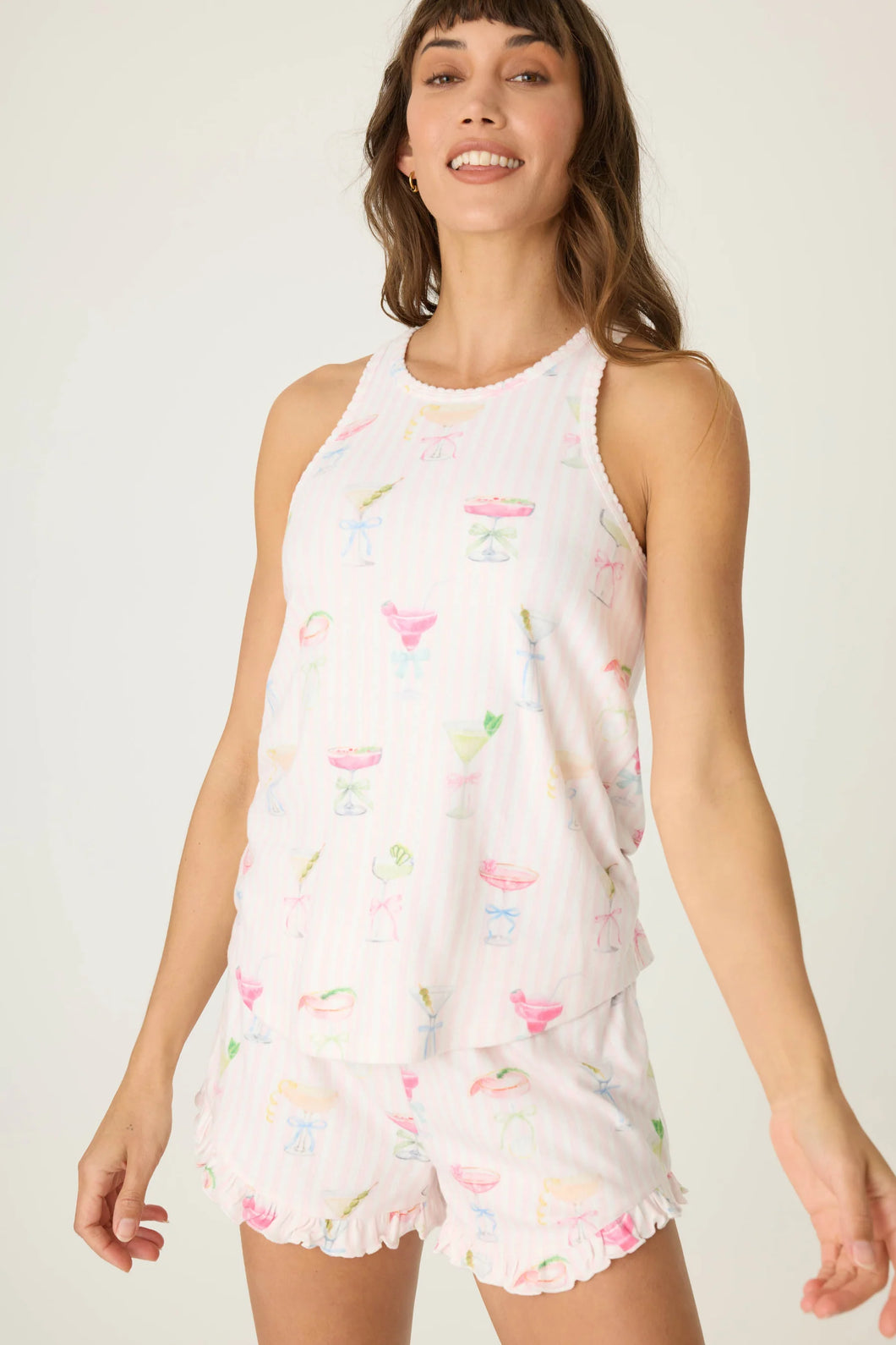 Pretty Punch Cocktail Print Racerback Tank Top