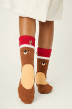 Load image into Gallery viewer, Ski Jammie Classics Reindeer Crew Socks with Grippers

