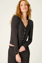 Load image into Gallery viewer, Pretty Stripes Onyx Pointelle Cardigan
