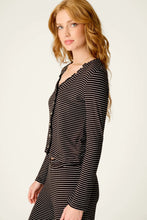 Load image into Gallery viewer, Pretty Stripes Onyx Pointelle Cardigan
