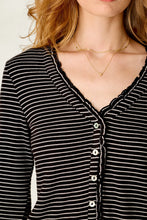 Load image into Gallery viewer, Pretty Stripes Onyx Pointelle Cardigan
