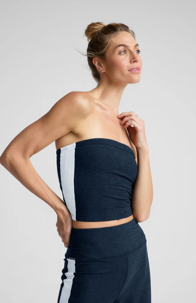 Space Dye Strapless Stripe Crop Top