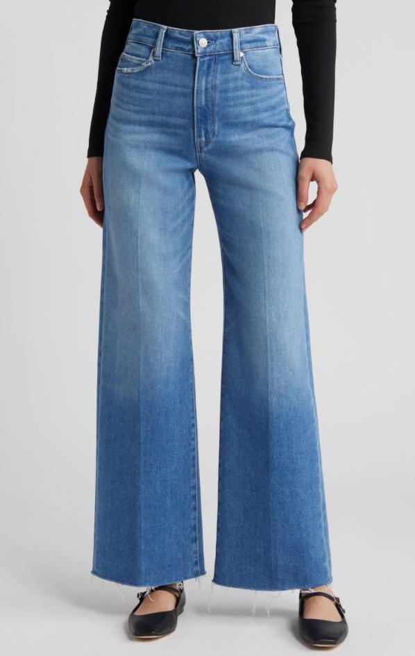 Anessa High Waist Raw Hem Wide Leg Jeans