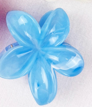 Load image into Gallery viewer, Blue Glossy Hawaiian Plumeria Flower Hair Clip
