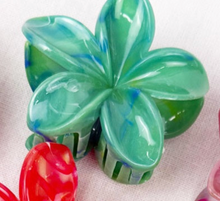 Load image into Gallery viewer, Green Glossy Hawaiian Plumeria Flower Hair Clip
