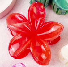 Load image into Gallery viewer, Red Glossy Hawaiian Plumeria Flower Hair Clip
