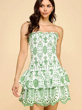 Load image into Gallery viewer, Green Embroidered Smocked Ruffle Dress
