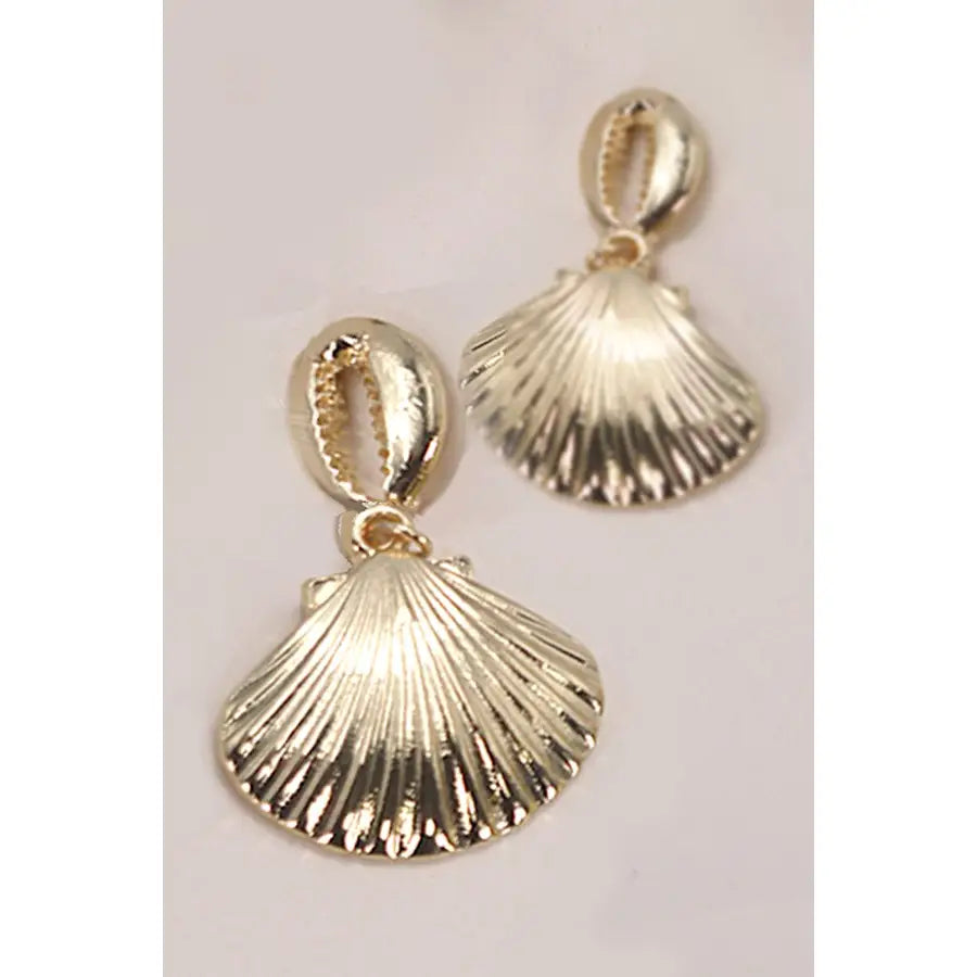 Gold Puka Seashell Drop Earrings