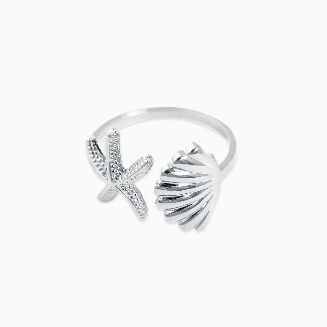 Starfish Sea Shell Open Ring