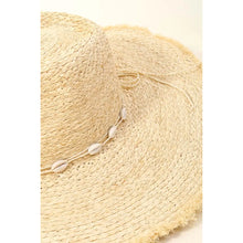 Load image into Gallery viewer, Straw Braid Cowrie Shell Sun Hat
