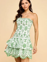 Load image into Gallery viewer, Green Embroidered Smocked Ruffle Dress
