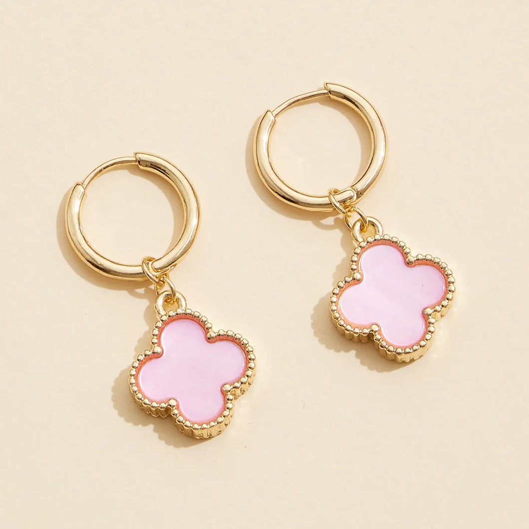 Pink Clover Hoop Earrings