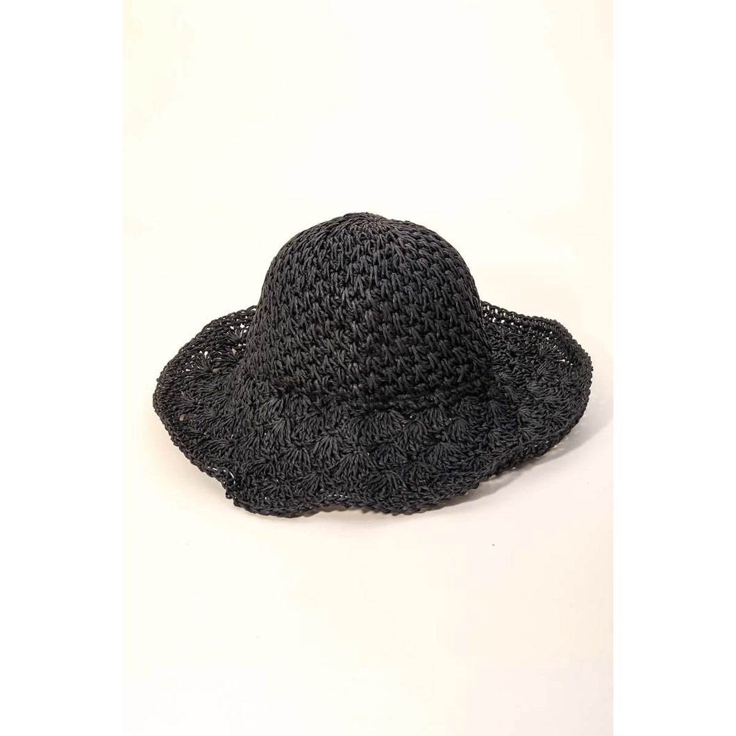 Knitted Straw Floppy Sun Hat