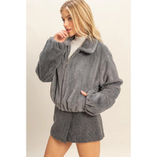 Load image into Gallery viewer, Faux Fur Zip Up Jacket with Plush Collar
