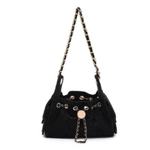 Load image into Gallery viewer, Black Suede Shoulder Bag
