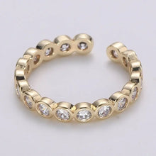 Load image into Gallery viewer, Round Bezel Cubic Zirconia Open Ring
