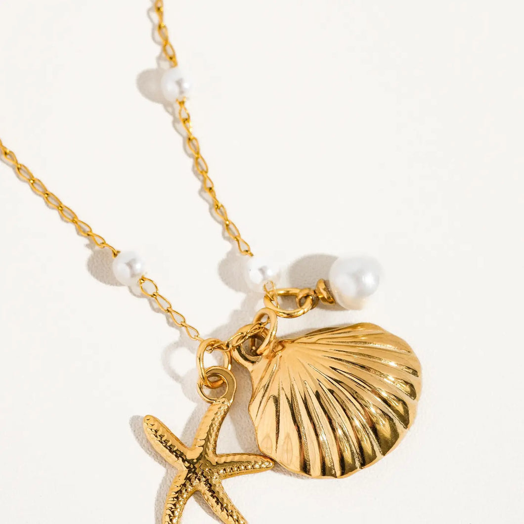 Sea Shell Pearl Necklace