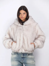 Load image into Gallery viewer, Faux Fur Zip Front Hooded Bomber
