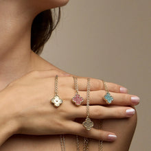 Load image into Gallery viewer, Gold Pavé Crystal Clover Necklace
