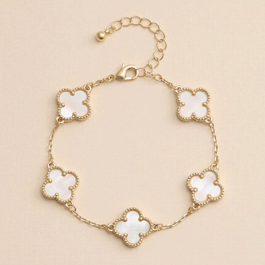 White & Gold Clover Bracelet