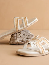 Load image into Gallery viewer, White H Raffia Slide
