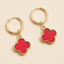 Load image into Gallery viewer, Red Clover Hoop Earrings

