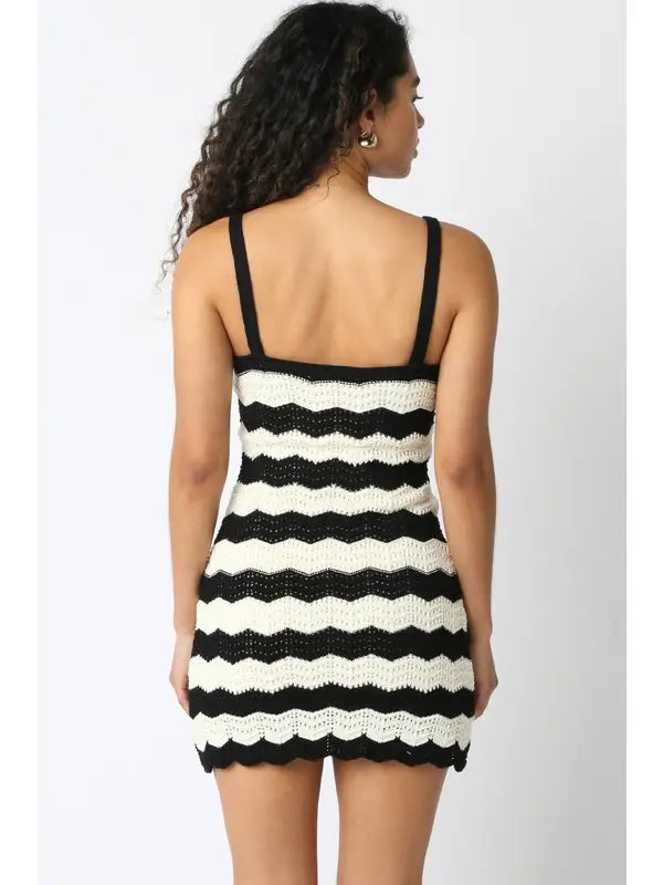 Stripe Crochet Mini Dress