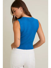 Load image into Gallery viewer, Blue Button Down Ribbed Sweater Top
