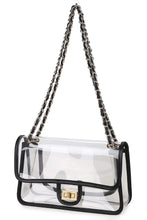 Load image into Gallery viewer, Black Lined Clear Flap Purse
