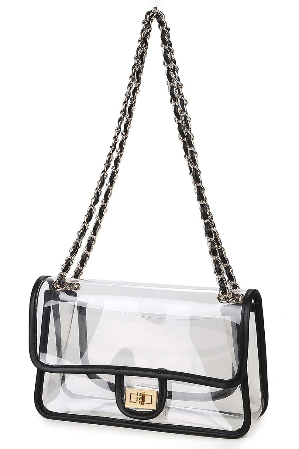 Black Lined Clear Flap Purse