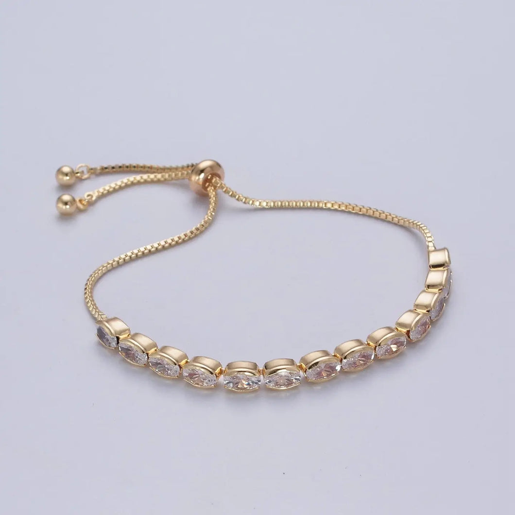 Adjustable Gold Oval Bracelet